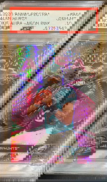 2020 Spectra Rookie Aura Jalen Hurts Neon Pink PSA 10 25/25 POP 1