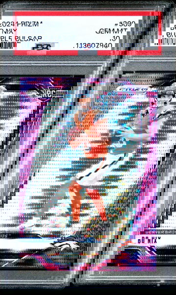 2024 Panini Prizm Bo Nix #309 Purple Pulsar PSA 10