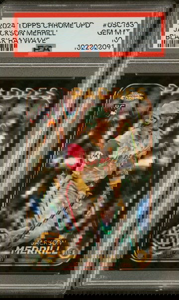 2024 Topps Chrome Update Black RayWave Jackson Merrill #USC153 RC /10 PSA 10