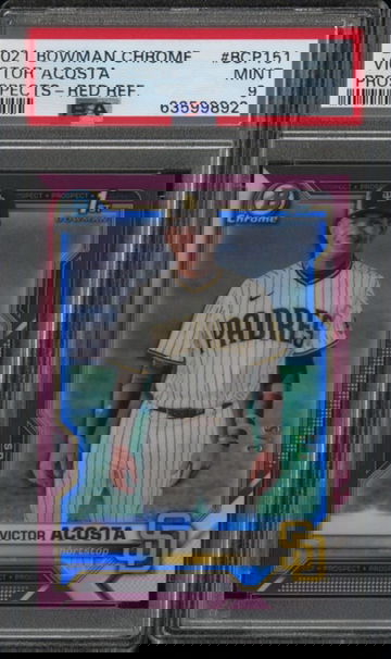 2021 Bowman Chrome Victor Acosta Red Refractor /5 PSA 9