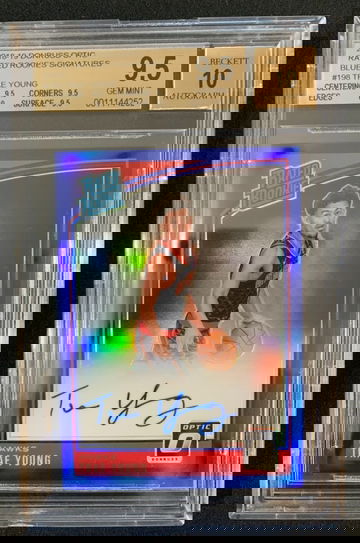 Trae Young BGS 9.5 Donruss Optic 04/49 Blue RR Auto