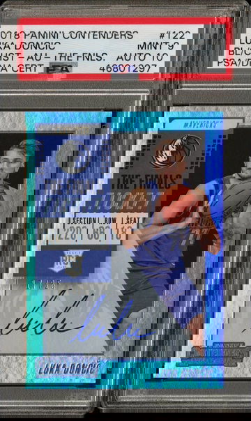 2018 Panini Contenders Luka Doncic “Ball at Chest” Variation Auto - The Finals Ticket /25 | PSA 9 / 10 Auto