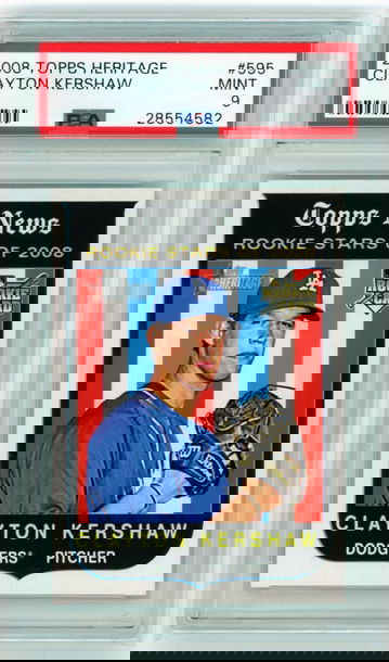 2008 Topps Heritage #595 Clayton Kershaw PSA 9 MINT!