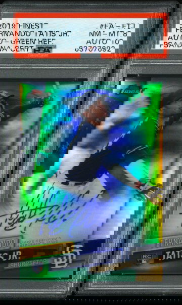 2019 Finest Tatis Auto /99 Green Rookie RC On Card PSA 8/10