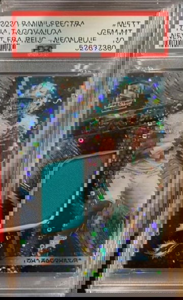 2020 Panini Spectra Tua Tagovailoa Next Era Patch Neon Blue Rookie Card Numbered 41/75 PSA 10 Gem Mint Rare POP 1