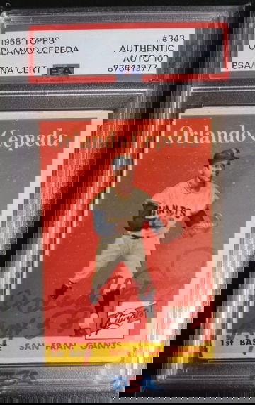 1958 Topps #343 Orlando Cepeda RC PSA Authentic Auto 10 