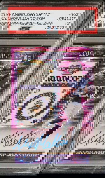 2019 Panini Contenders Alexander Mattison Purple Pulsar /21 PSA 10