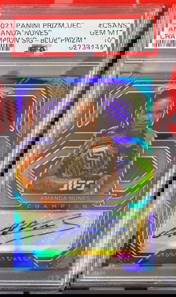 2021 Panini Prizm UFC Champion Amanda Nunes AUTO Blue # /35PSA 10 GEM MINT