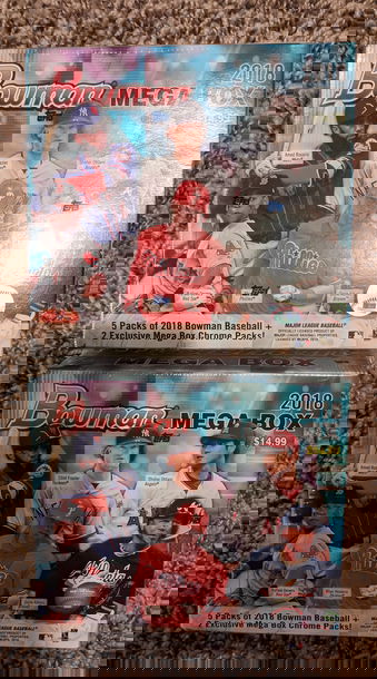 (2) 2018 Bowman Chrome Sealed Mega Box lot
