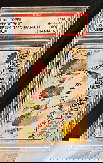 1968 Topps  Killebrew Mays Mantle  #490  Super Stars  PSA 8 (OC)