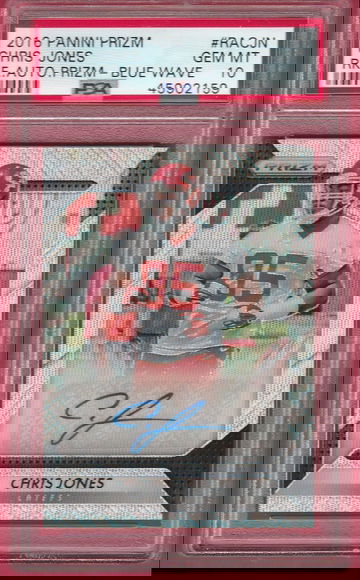 PSA 10 Chris Jones 2016 Panini Prizm #RA-CJN Rookie Auto Blue Wave Prizm /149 RC Kansas City Chiefs