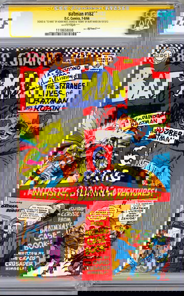 BATMAN #182 CGC-SS 7.5 *SIGNED ADAM WEST & BURT WARD* ORIG BATMAN & ROBIN 1966