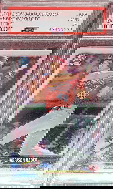 2018 Bowman Chrome #68 Harrison Bader Batting PSA Mint 9