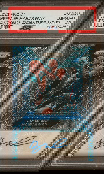 2023 PANINI ANFERNEE HARDAWAY PRIZM SENSATIONAL SIGNATURES SENSATIONAL SIGNATURE-MOJO #SSAH PSA 10
