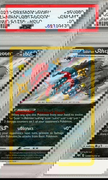 2021 POKEMON SWSH SHN FATES GALARIAN OBSTAGOON #SV080 HOLO PSA 10