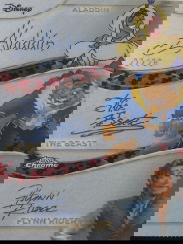 2025 Topps Chrome Disney Facsimile Triple Auto Aladdin Beast Flynn Mickey SP /28