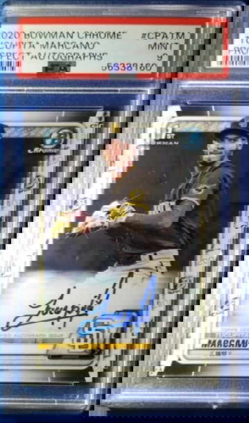 2020 Bowman Chrome Tucupita Marcano Auto CPATM PSA 9 Padres
