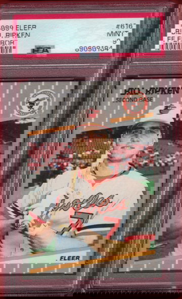 1989 Fleer Billy Ripken ( ORIOLES ) PSA 9 FF ERROR Rookie Card RC #616!
