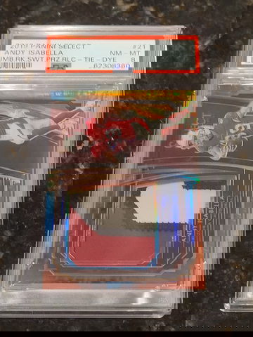 2019 Panini Select Andy Isabella Tie Dye Prizm RPA /25 SSP - PSA 8 GAME WORN MAT