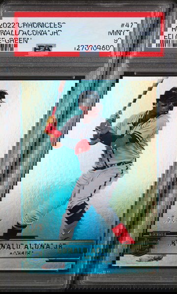 2022 Panini Chronicles Elite Green Ronald Acuna Jr. #47 /5 PSA 9