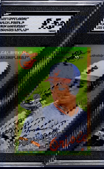 2023 Topps Chrome Platinum Anniversary #448 Cal Ripken Jr. Platinum Toile Cream/Gold Refractor /50 SGC 9.5
