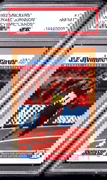 1992 Snickers US Olympic Cards Michael Johnson Track & Field #7 PSA 8