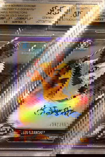 Lolo Sanchez 2018 Bowman Chrome Draft Auto Purple BGS 9.5