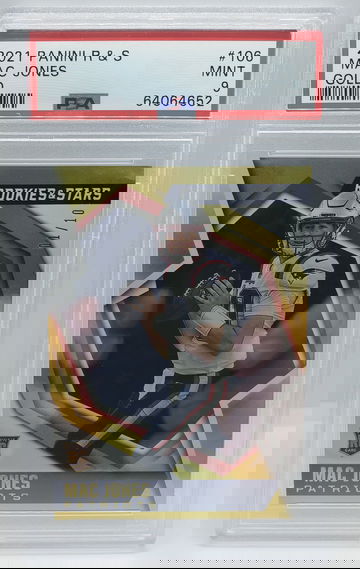 2021 ROOKIES & STARS MAC JONES 106 GOLD /10 PSA 9