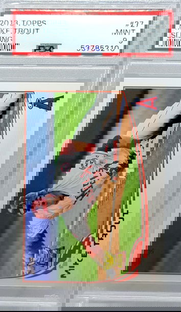 2013 TOPPS #27 MIKE TROUT SLIDING PSA 9