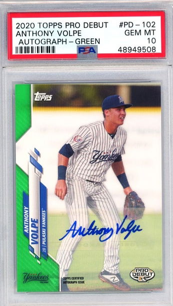 Anthony Volpe 2020 Topps Pro Debut Green Auto - Pop 1