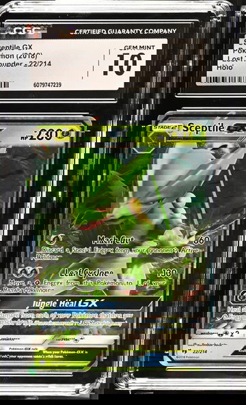 2018 Pokémon Sun & Moon Lost Thunder Sceptile #22/214 GX Holo CGC 10