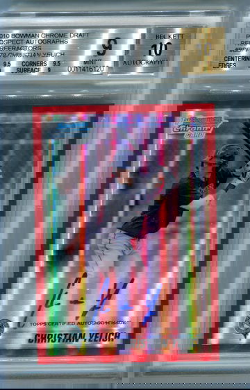 2010 Bowman Chrome Red Refractor 1/5 Christian Yelich BGS 9 auto 10