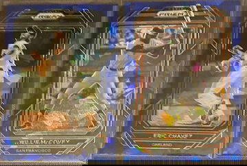 2023 Prizm Blue Cracked Ice Willie McCovey and Eric Chavez