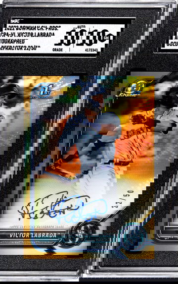 2022 Bowman Chrome Victor Labrada CPA-L 1st Auto Gold Refractor numbered 22/50