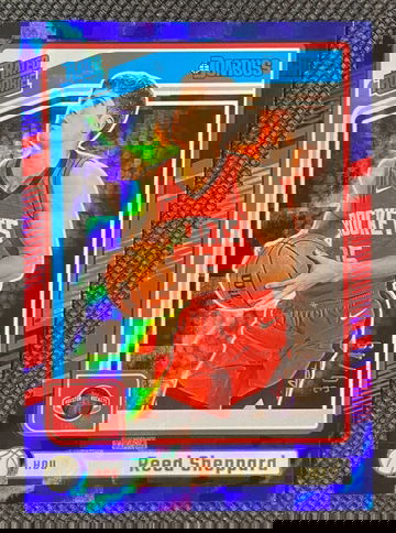 2024-25 Panini Donruss #202 Reed Sheppard Rated Rookie Blue Checkerboard RC /49