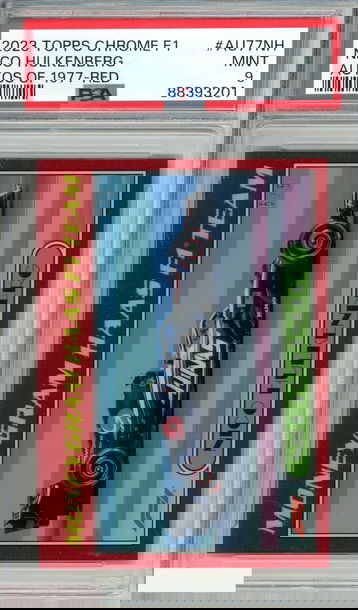 2023 TOPPS CHROME F1 NICO HULKENBERG#AU77NH AUTOS OF 1977-RED 5 OF 5 PSA 9