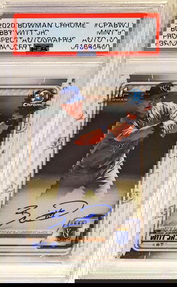 20202 Bowman Chrome Auto Bobby Witt Jr 1st Prospect Auto PSA 9 Auto 10 