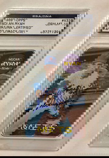 1969 TOPPS, #533 NOLAN RYAN ( CRACK BOTTOM SLAB)PSA/DNA CERTIFIED GEM MT-10