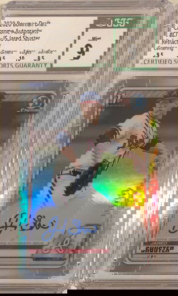 2020 Bowman Draft JARED SHUSTER Refractor Auto #/499 CSG 9 Mint BRAVES