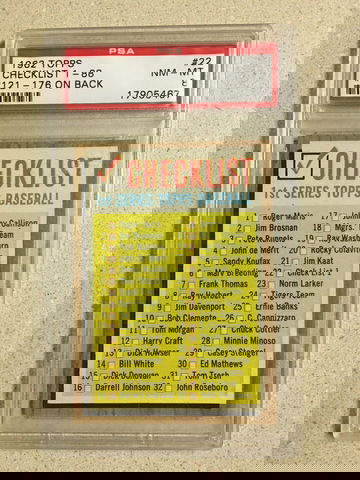 1962 Topps #22 Checklist 1-88 PSA 8 NM-MT #121-176 ON BACK 1st SERIES