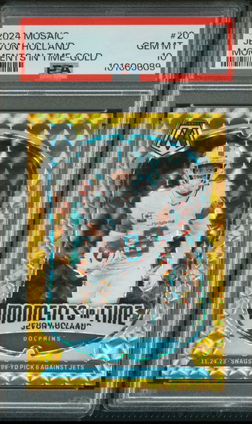 2024 Panini Mosaic Moments in Time Gold Jevon Holland #20 Prizm /10 PSA 10