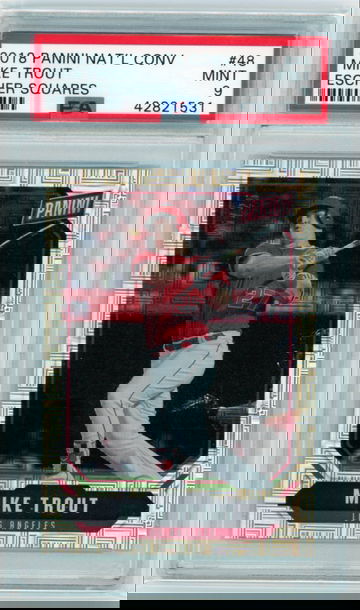 2018 Panini Nat'l Conv. #48 Mike Trout Escher Squares PSA 9 MINT!