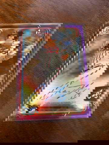 2015 Bowman Chrome First Autographs Austin Riley #BCA-ARI Purple /250