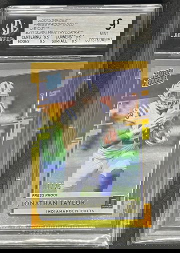 2020 Donruss Jonathan Taylor Press Proof Golf /25 BGS 9