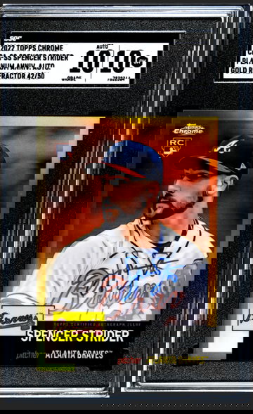 2022 Topps Chrome Platinum Anniversary  Auto Spencer Strider Gold 42/50 Pop 1