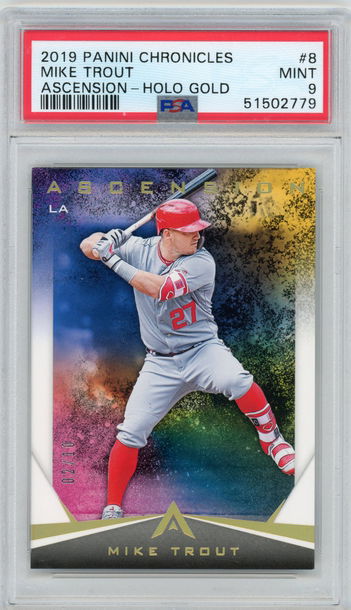 2019 Panini Chronicles Mike Trout Ascension Holo Gold #'d /10 PSA 9 MINT Angels