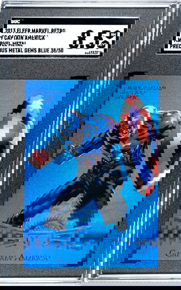 2013 Fleer Marvel Metal Retro CAPTAIN AMERICA #9 Blue Precious Metal Gems (PMG) 38/50 SGC  8.5