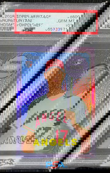 Shohei Ohtani 2018 Topps Heritage Chrome Purple Refractor #600 Rookie Card PSA Gem Mint 10 50/50 Club MLB MVP