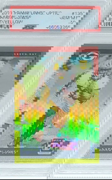 2017 Optic Aaron Jones SP RC Red/Yellow Holo Prizm #135 PSA 10 GEM MINT POP 36