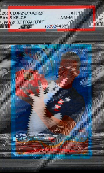 2013 Topps Chrome Blue Wave Refractor Travis Kelce #118 PSA 8